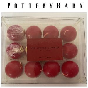Pottery Barn Red Sphere Ball Candles Box of 12 NWT
